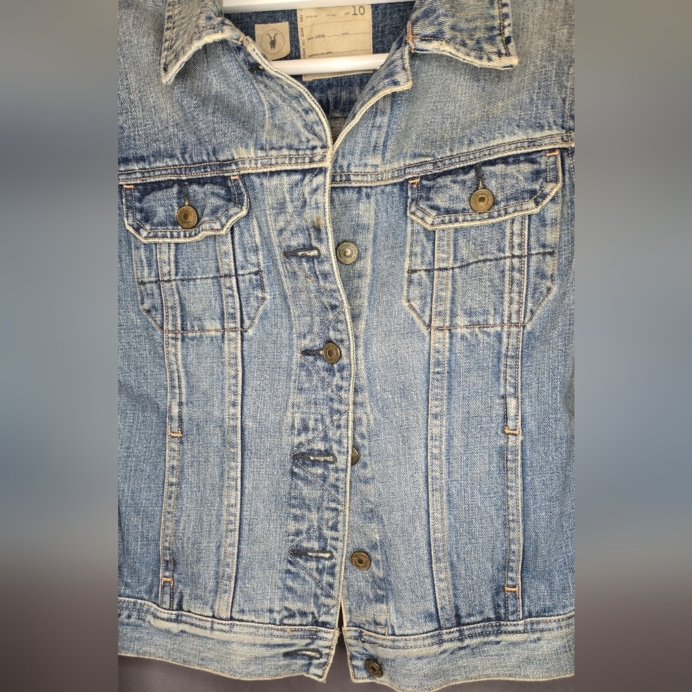 Women's Allsaints Lamara Distressed Flap Pocket Selvedge Denim Jacket (size 10) - Picture 7 of 7